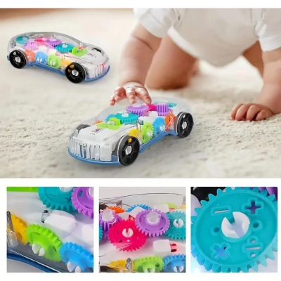 Mașină Interactivă Transparentă cu Angrenaje și Lumină pentru Copii | image