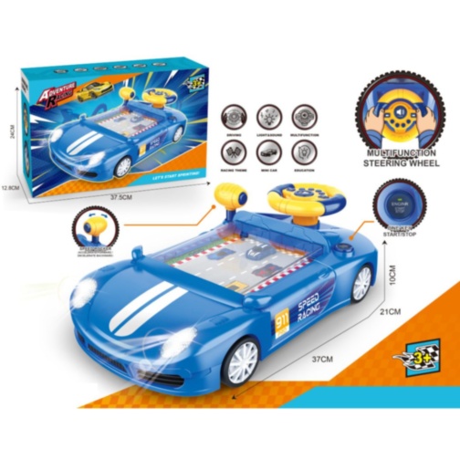 Mașină Interactivă de Curse cu Volan și Sunete (culoare aleatorie)