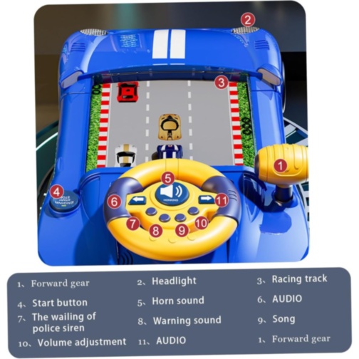 Mașină Interactivă de Curse cu Volan și Sunete (culoare aleatorie)