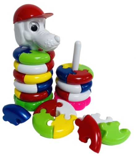 Piramida Puzzle Cățel Multicoloră, 28cm