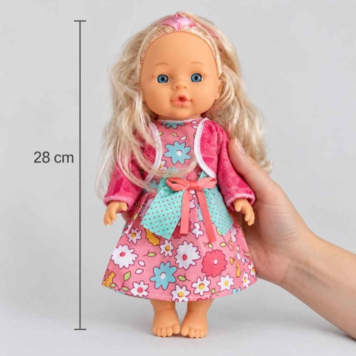 Păpușă 28 cm cu biberon pentru joacă de rol