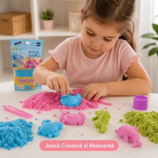 Nisip Magic pentru Modelare cu Forme Marine 500g