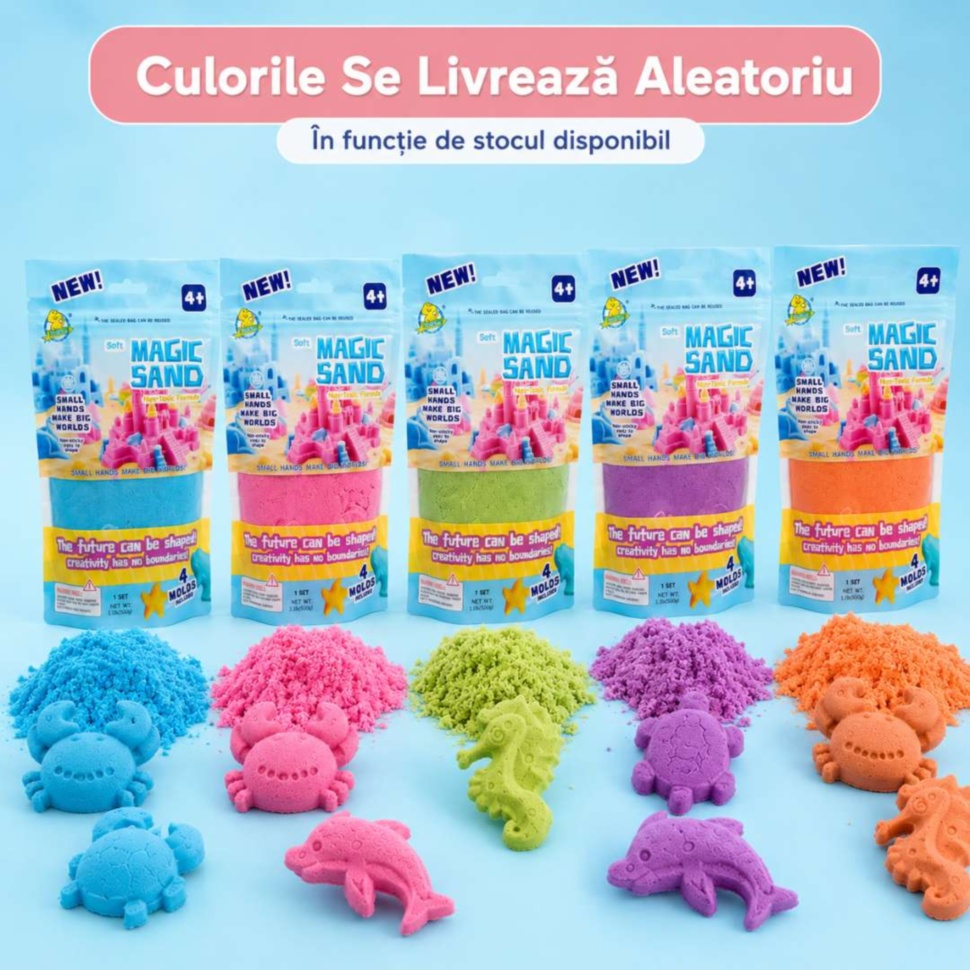 Culorile nisipului magic se livrează aleatoriu în funcție de stoc