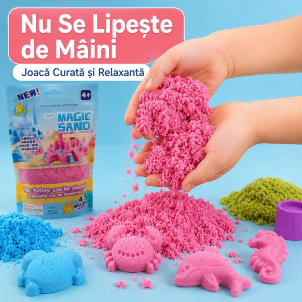 Nisip magic pentru joacă mai curată și modelare relaxantă