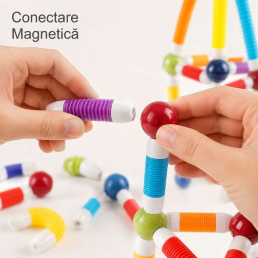 Set Magnetic Flexibil pentru Construcții Creative 85 Piese