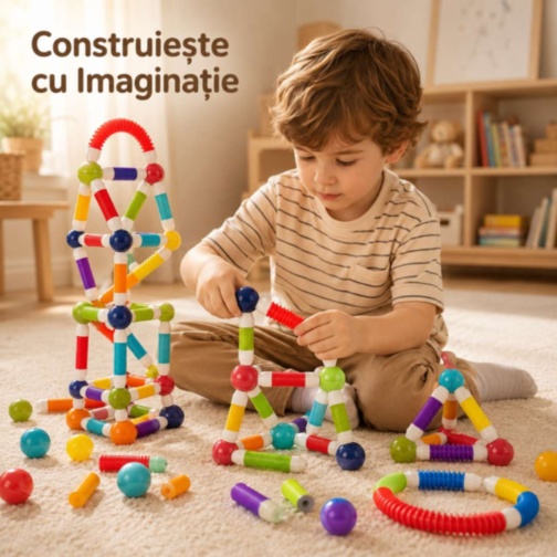 Set Magnetic Flexibil pentru Construcții Creative 85 Piese