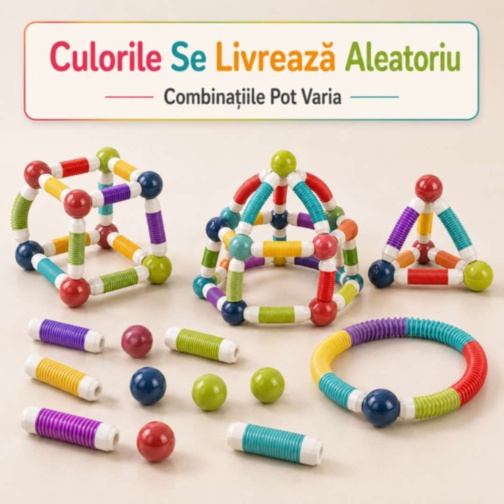 Set Magnetic Flexibil pentru Construcții Creative 85 Piese