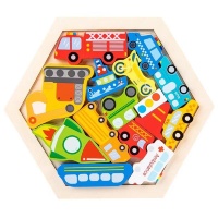 Puzzle Tetris 3D cu Vehicule din Lemn, joc de sortare și stivuire