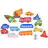 Puzzle din lemn cu vehicule colorate