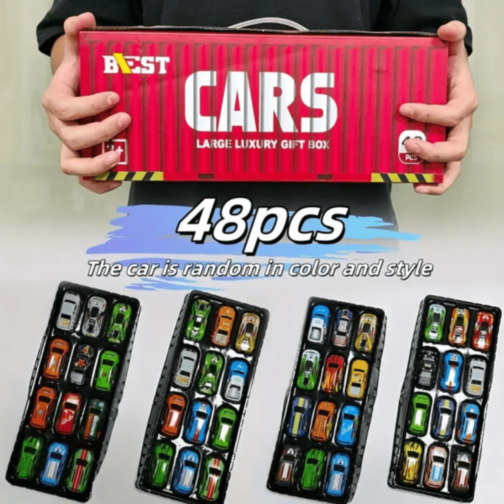 Set 48 Mașinuțe Metalice în Cutie Container Cadou Set 48 Mașinuțe Metalice în Cutie Container Cadou