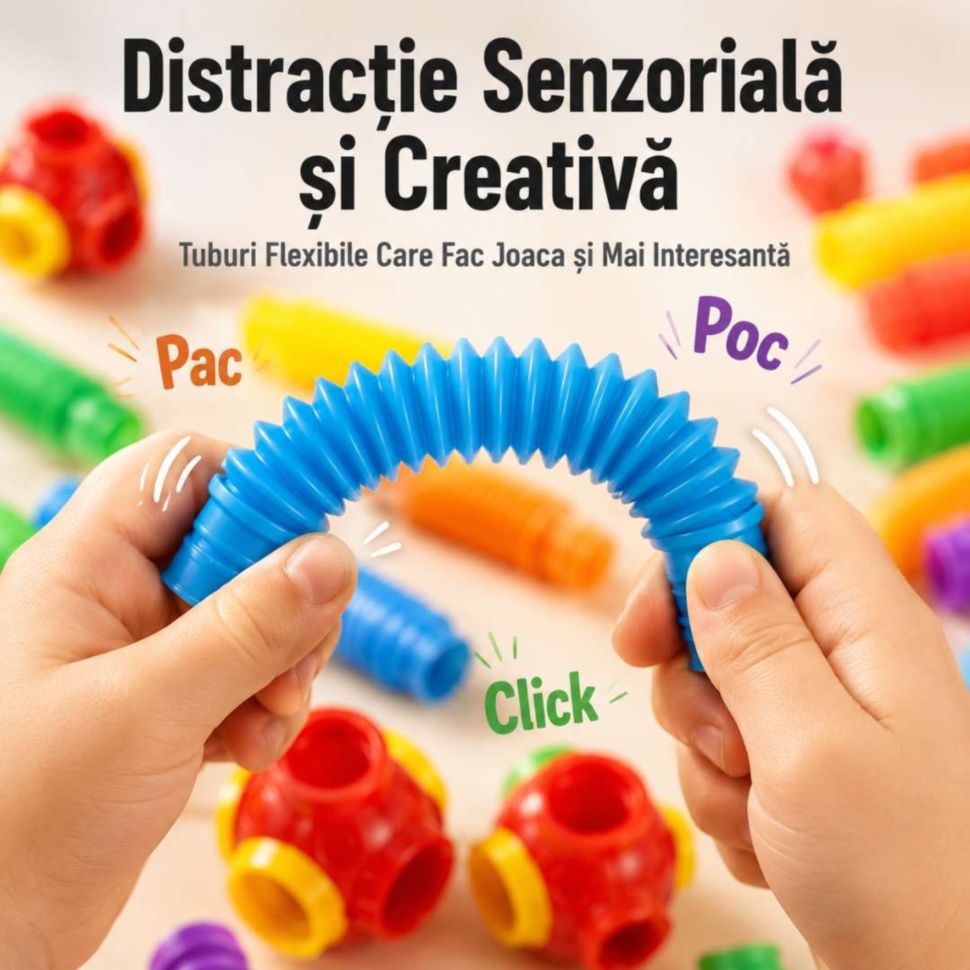 Distracție senzorială și creativă cu tuburi flexibile
