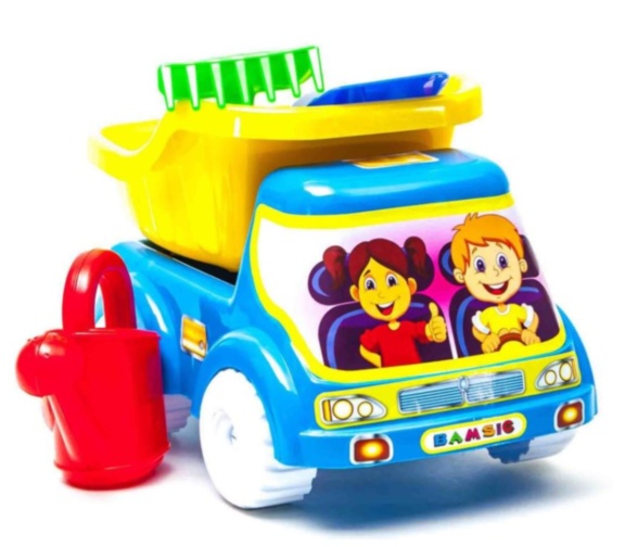 Camion cu Lopățica, Stropitoare, Greblă și Formă de Nisip, 35cm
