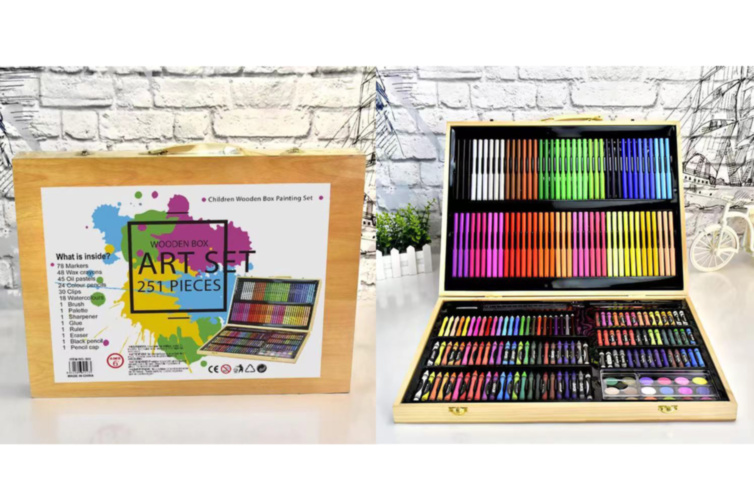 Mega Set Pictură 215 piese în Cutie de Lemn