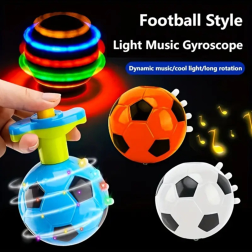 1buc. Giroscop Interactiv cu Formă de Minge de Fotbal, Lumină și Muzică (culoare aleatorie)