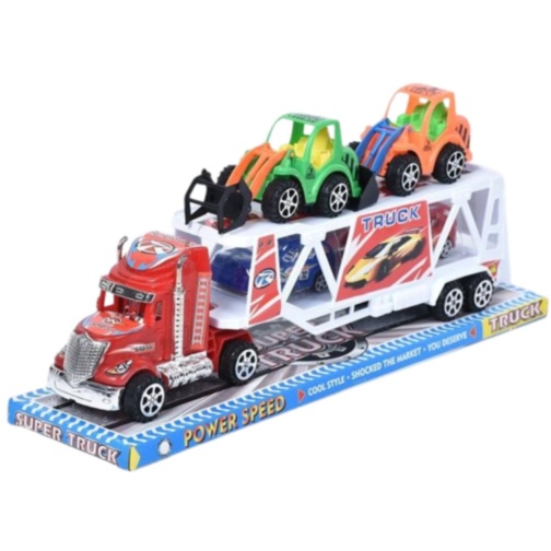 Camion Transport Auto cu Mașini de Construcții