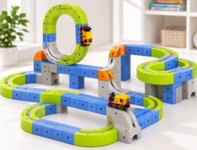 Set magnetic de construcție cu trenuleț electric reîncărcabil | image