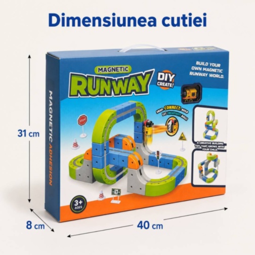 Set magnetic de construcție cu trenuleț electric reîncărcabil