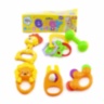 Set 6 Zornăitori: Leu, Puișor, Iepuraș, Inele Colorate, Tamburina și Maracas