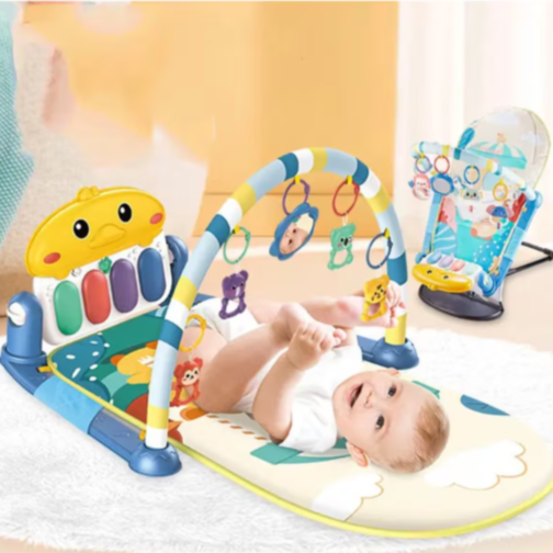 Centru de Joacă 2-în-1 pentru Bebeluși | Leagăn și Saltea cu Pian