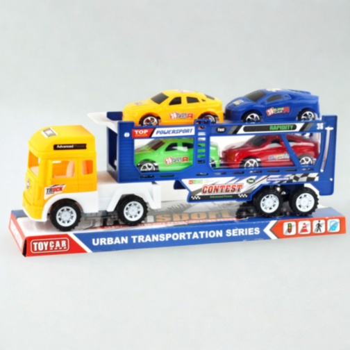 Camion Transportor cu 4 Mașinuțe și Rampă