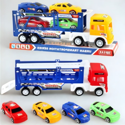 Camion Transportor cu 4 Mașinuțe și Rampă