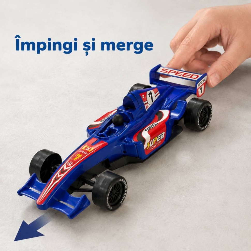 Mașină Formula cu inerție care se împinge și merge înainte