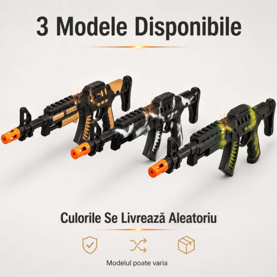 Modele disponibile pentru pușcă de jucărie, culorile se livrează aleatoriu