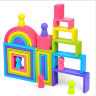 Set educativ de construcție Montessori din lemn - blocuri colorate