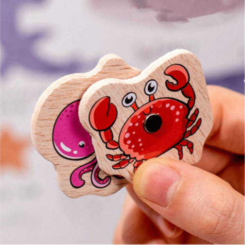 Set Pescuit Magnetic din Lemn pentru Copii