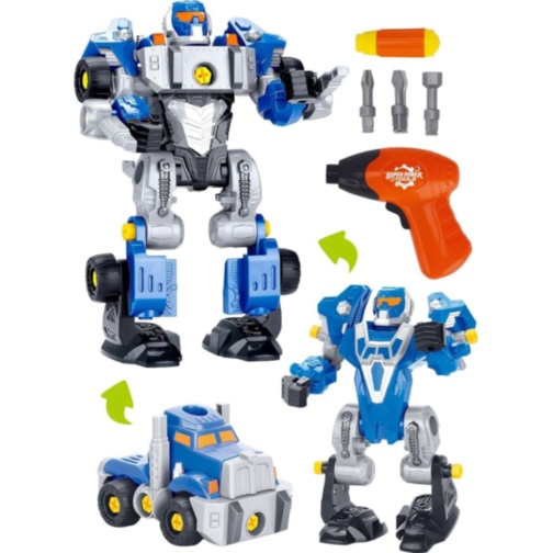 Robot Transformabil 2 în 1, Cu Șurubelniță Electrică, Joc de Construcție pentru Copii  