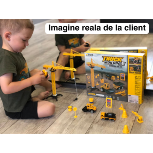 Set de Construcție cu Macara și Vehicule pentru Șantier, 13 Piese
