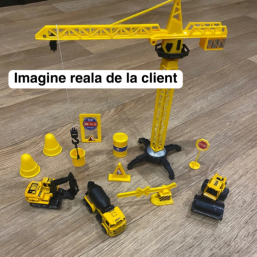 Set de Construcție cu Macara și Vehicule pentru Șantier, 13 Piese