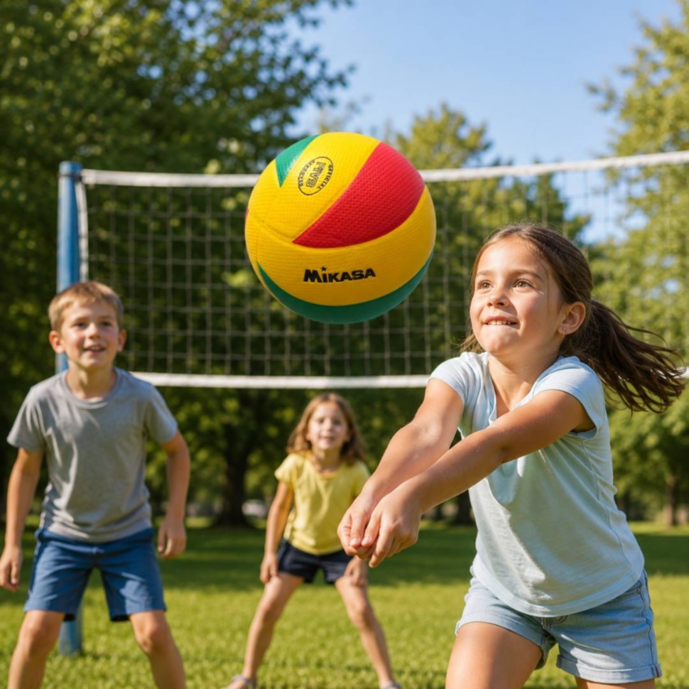 Copii joacă volei afară cu minge sport pentru copii