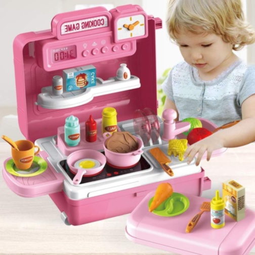 Bucătărie Portabilă pentru Copii 4 în 1 cu Accesorii