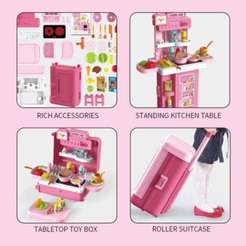 Bucătărie Portabilă pentru Copii 4 în 1 cu Accesorii
