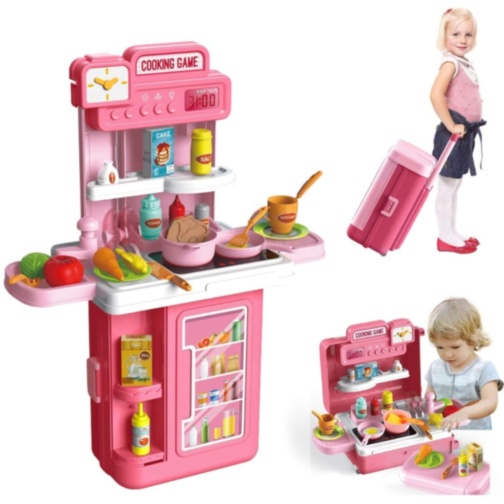 Bucătărie Portabilă pentru Copii 4 în 1 cu Accesorii