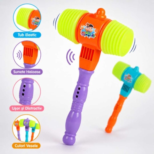 Ciocan Distractiv pentru Copii cu Sunete și Tub Elastic (culoare aleatorie)