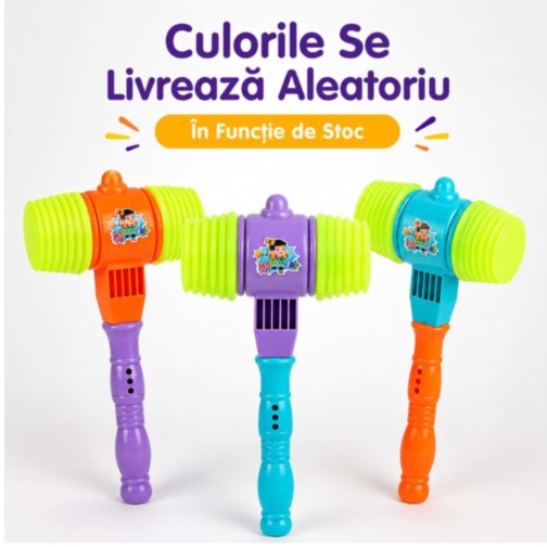 Ciocan Distractiv pentru Copii cu Sunete și Tub Elastic (culoare aleatorie)