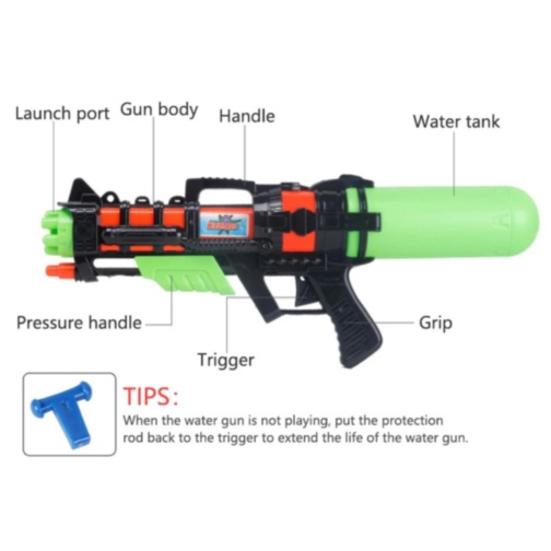 Pistol cu Apă Mare 44 cm cu Rezervor 550 ml (culoare aleatorie)