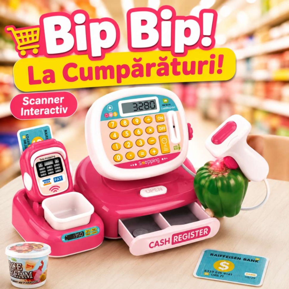 Bip Bip la cumpărături casă de marcat cu scanner interactiv pentru copii