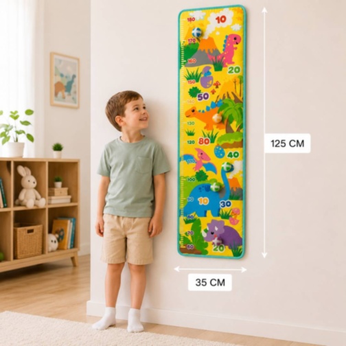 Panou de Măsurare cu Dinozauri și Mingi Velcro