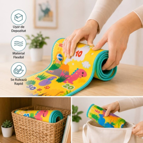 Panou de Măsurare cu Dinozauri și Mingi Velcro