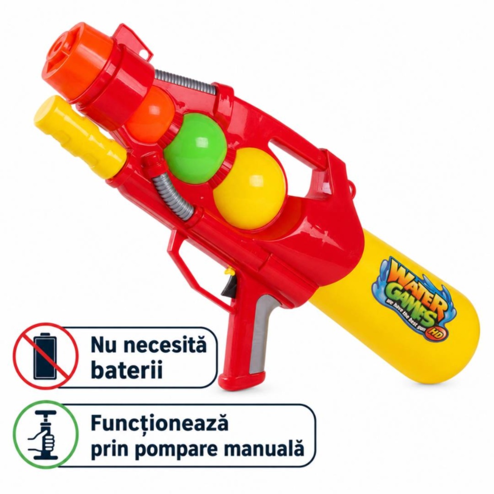Pușcă cu apă manuală fără baterii, funcționează prin pompare