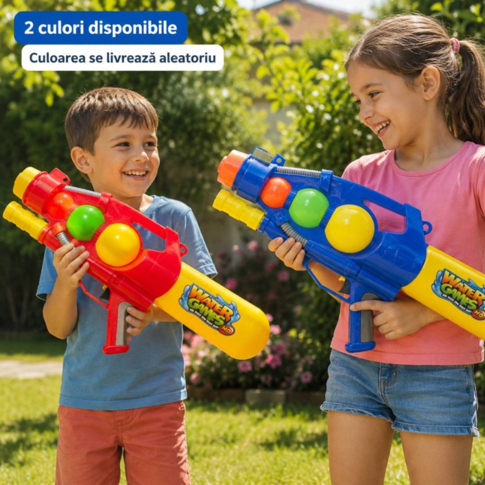 Pușca cu apă manuală disponibilă în două culori, livrate aleatoriu