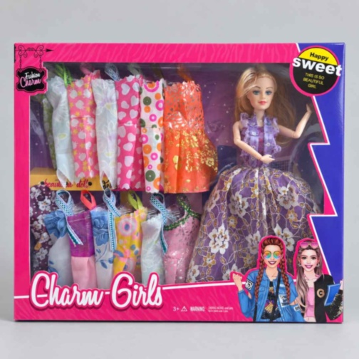 Păpușă fashion de 28 cm cu 14 rochițe