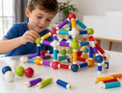 Set magnetic de construcție flexibil cu 45 de piese | image