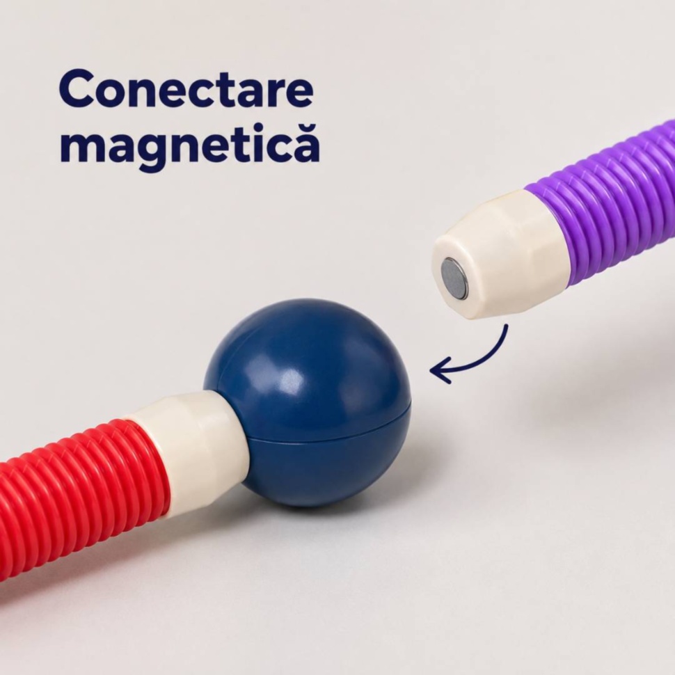 Conectare magnetică între bile și tuburi la setul de construcție