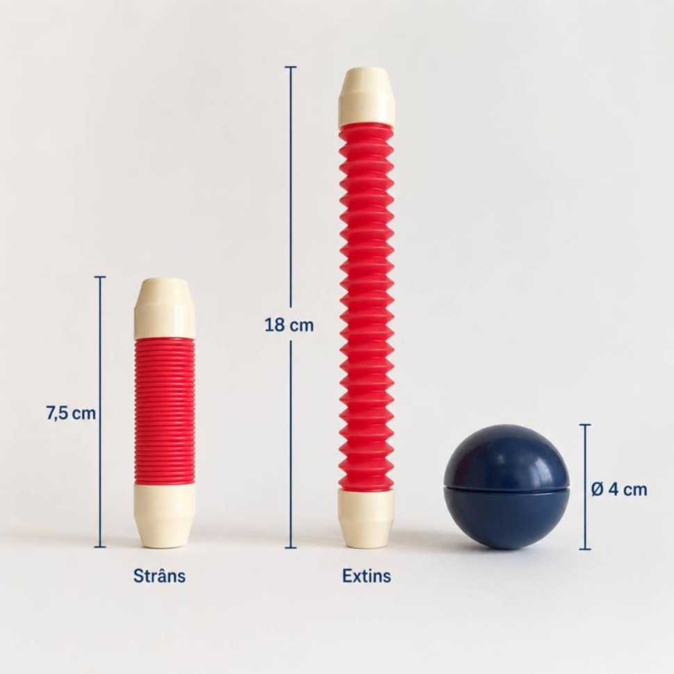 Dimensiuni tuburi magnetice strânse și extinse plus bilă de 4 cm