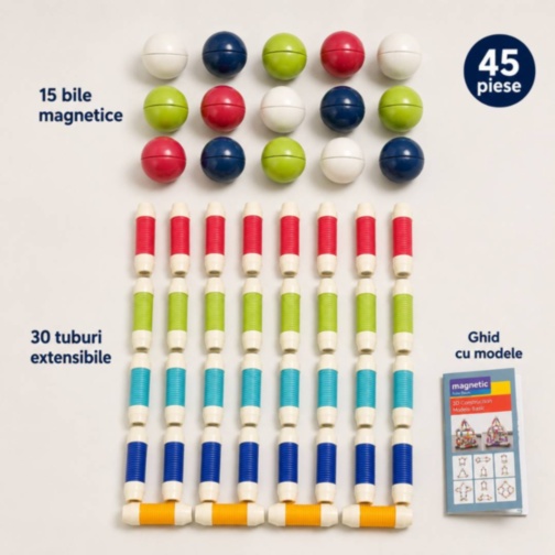 Set magnetic de construcție flexibil cu 45 de piese