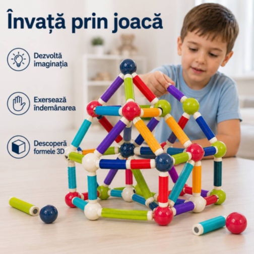 Set magnetic de construcție flexibil cu 45 de piese